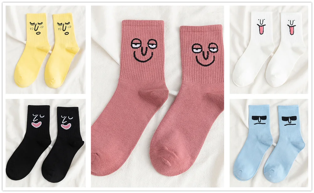 5 pairs 5 пар/упак. унисекс сюрприз Средние мужские носки Harajuku ColorfulWinter смешные мужские носки 100 Хлопок Kawaii Размер 35-42 - Цвет: 5 pairs