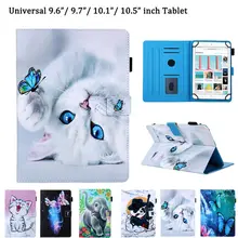 Universal Case For iPad 10.2 2019 Cover for Huawei T3 T5 M5 9.6 9.7 10 10.1 10.5 Inch Tablet Funda Cute Cat Print Stand Shell