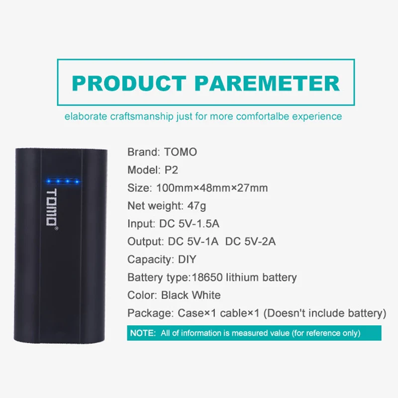 TOMO P2 USB зарядное устройство Smart DIY Мобильный Внешний аккумулятор чехол с поддержкой двух аккумуляторов 18650 и двух выходов для смартфонов