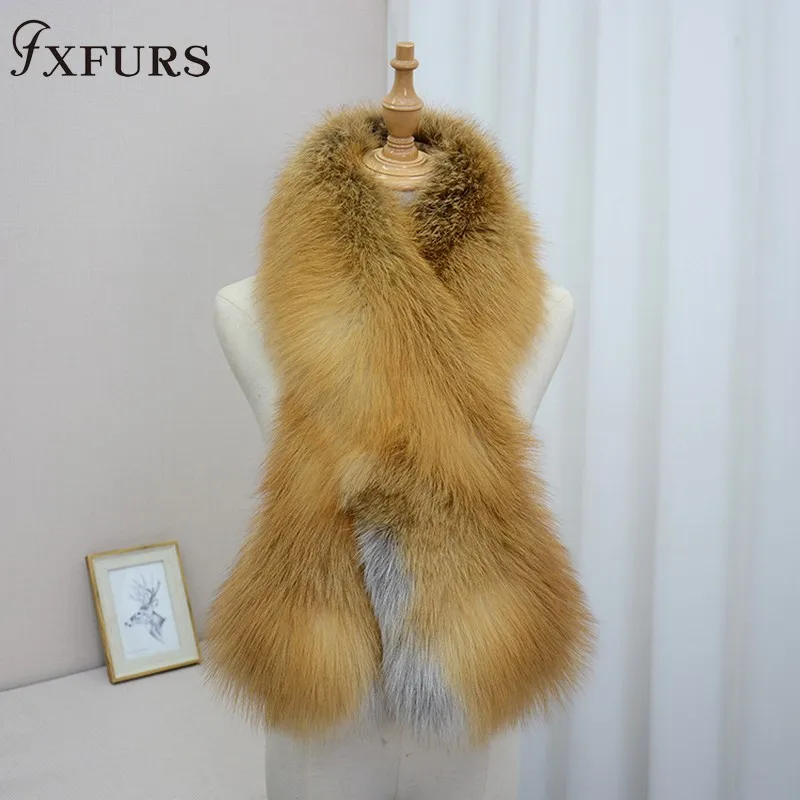 FXFURS роскошный шарф из натурального меха лисы кожаный шарф большого размера натуральный шаль из лисьего меха Зимний женский палантин