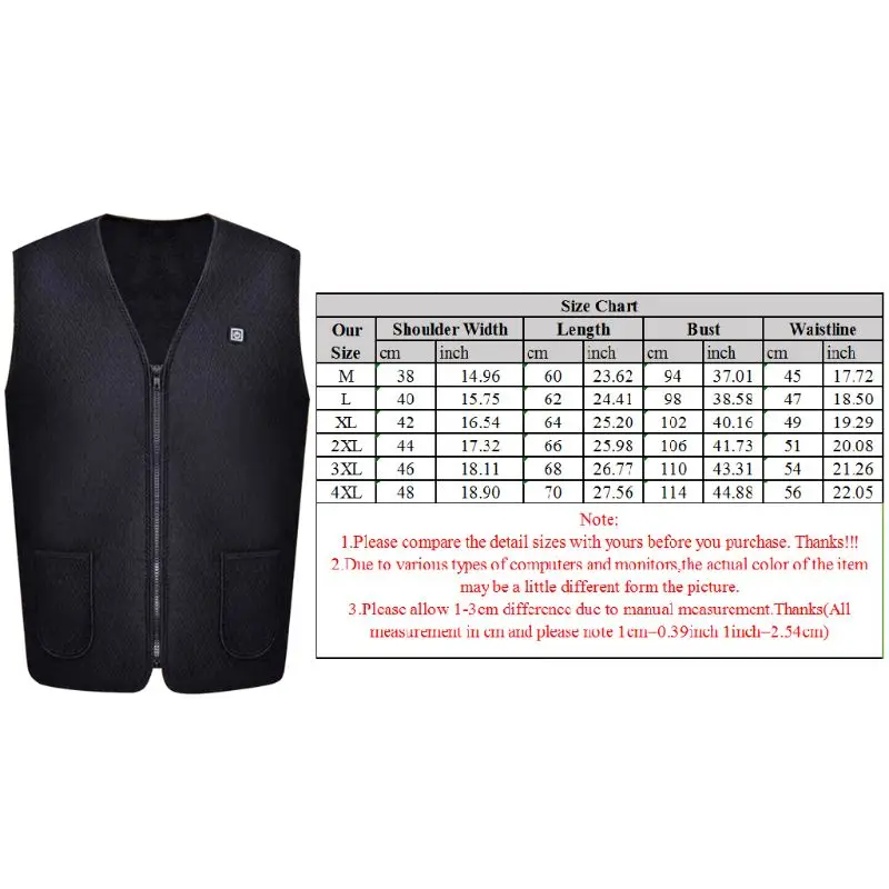 

Electric USB Winter Infrared Heated Warm Vest Men Women Outdoor Jacket Waistcoat U2JD