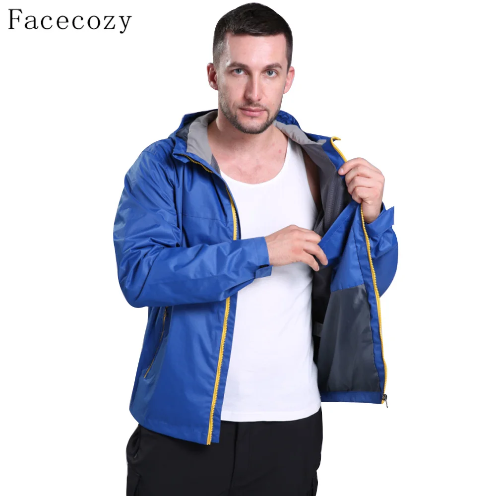 Мужская Осенняя дышащая куртка Facecozy на молнии с карманами однотонная