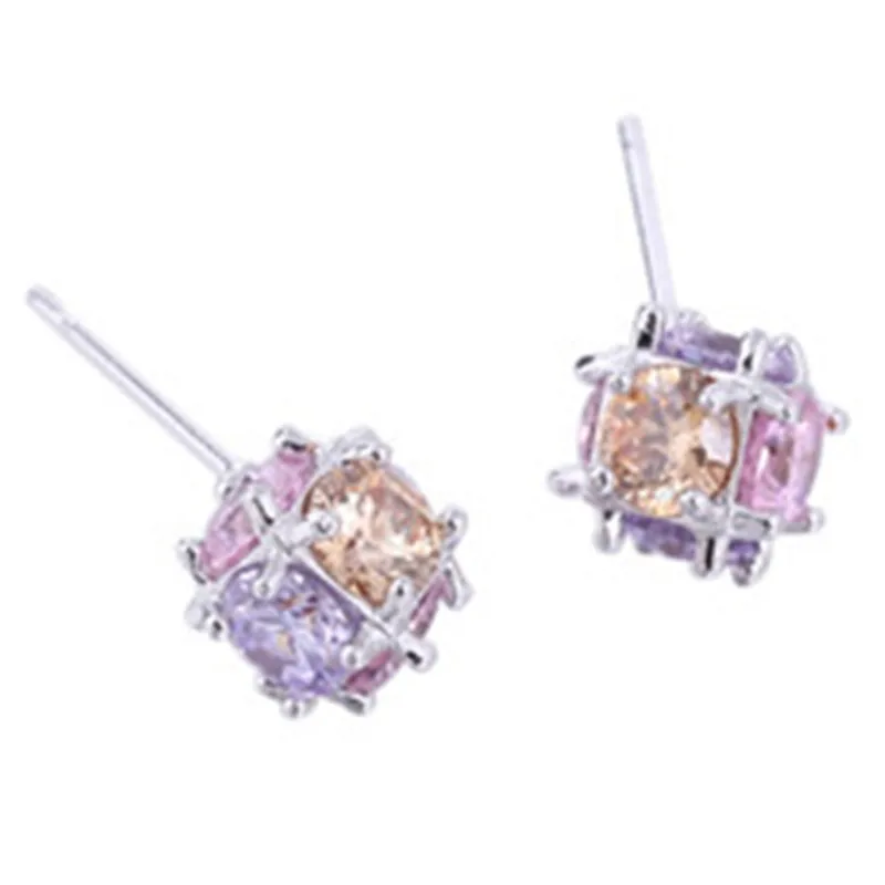 Модные дизайнерские цветные женские серьги с диско шариком AAA CZ маленькие