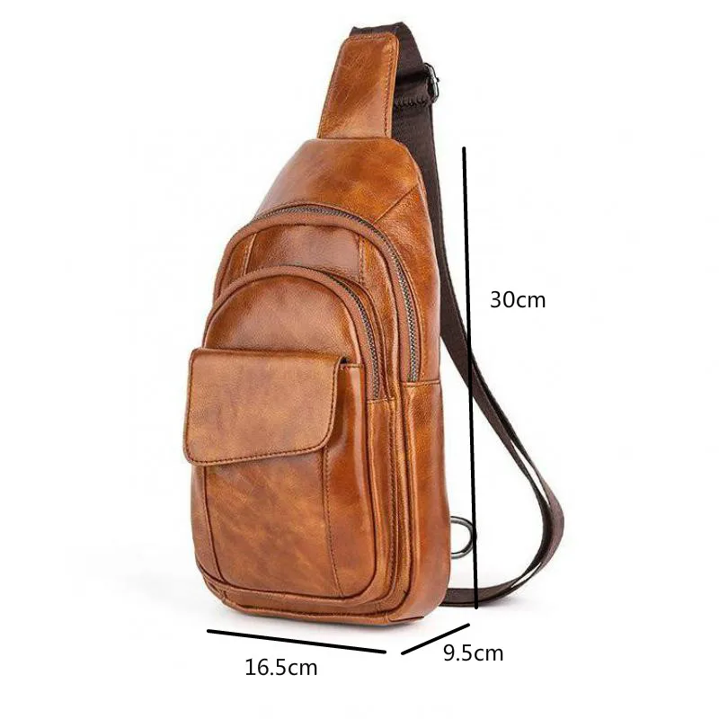 

YourSeason 2021 Cow Leather Men Retro Chest Bag Solid Color Messenger Boy Multifunctional Casual Bags