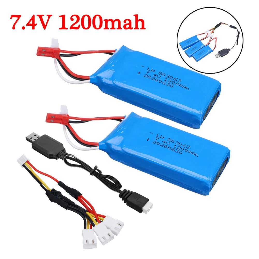 

Аккумулятор Lipo 7,4 в 1200 мАч с зарядным устройством для радиоуправляемого квадрокоптера Yizhan Tarantula X6 H16 2S 7,4 В, аккумулятор для WLtoys V666 V262 V323
