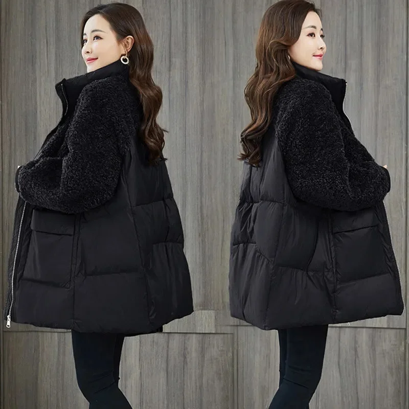 Women Mid-length Cotton-padded Jacket Winter New Middle-aged Mother Korean Casual Parka Female Loose Warm Jacket A838