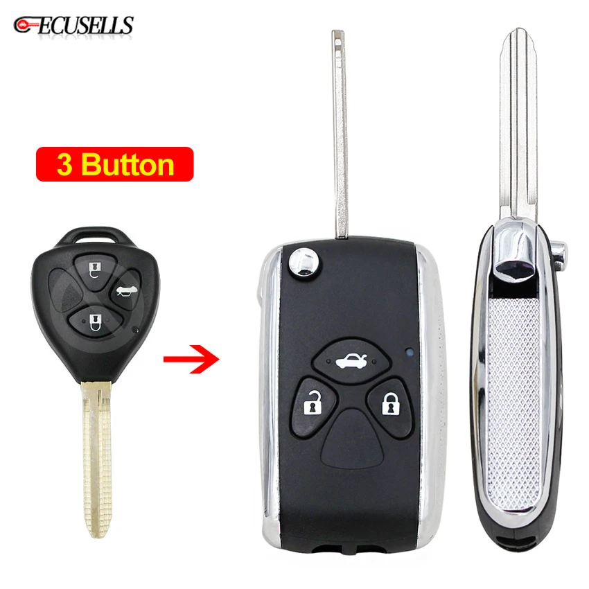 2/3/4 Кнопка модифицированный флип чехол для автомобильного ключа TOY43 Blade Toyota Camry