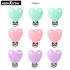 10 шт., силиконовые зажимы для соски-пустышки в форме сердца