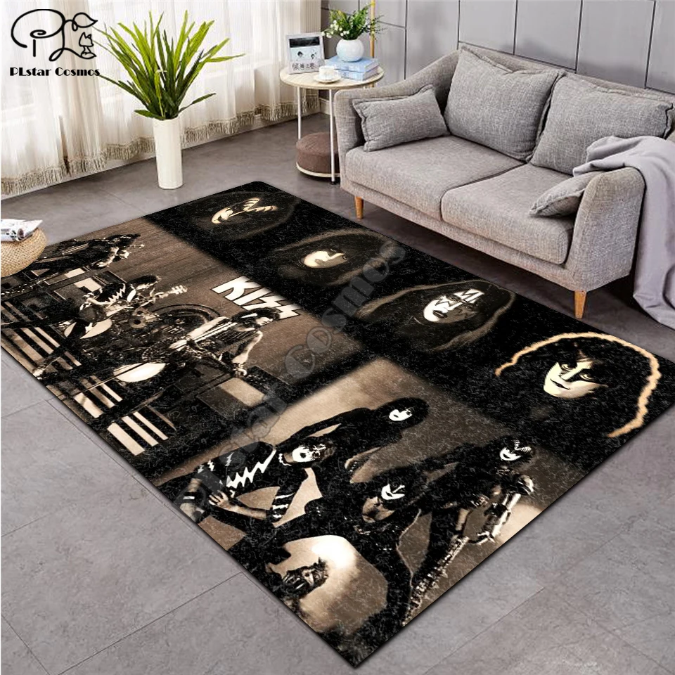KISS Rock Shaggy Fluffy Anti-Skid Area Floor Mat 3D Rug Non-slip Dining Room Living Soft Child Bedroom Carpet ST06 | Дом и сад