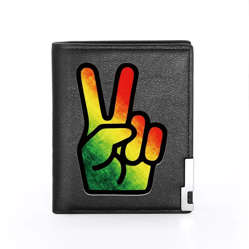 

Cool Victory Sign Printing Pu Leather Men Women Short Wallet ID Credit Card Holder Purse