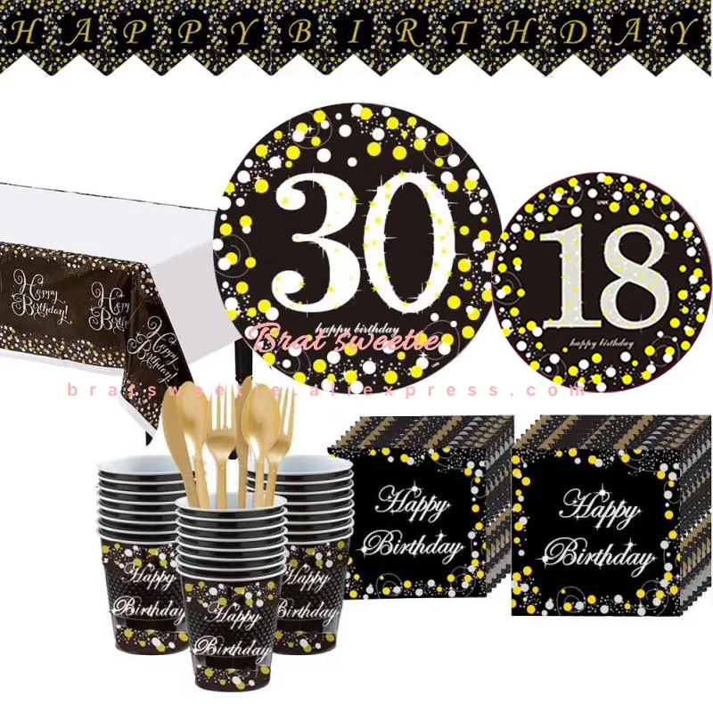 Цвет: розовый золотистый С Днем Рождения Бумаги пластины салфетки для