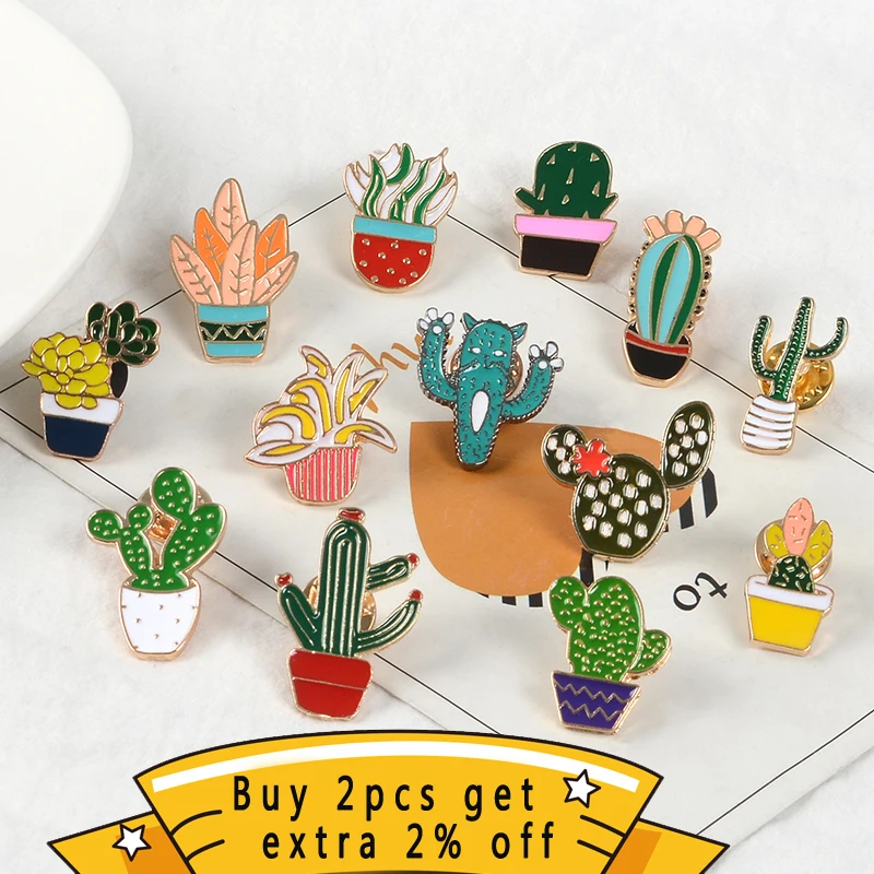 

Cactus Pins Collection Succulent Plants Brooches Cactus Badges Pins for Plant Lady Plants