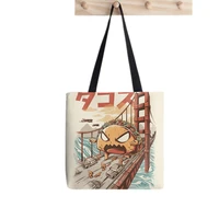 2021 shopper takaiju tote bag printed tote bag women harajuku shopper handbag girl shoulder shopping bag lady canvas bag