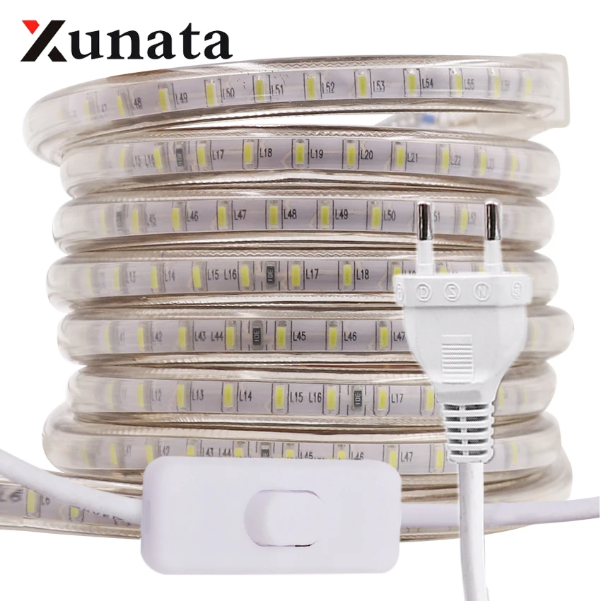 220 В светодиодный светильник 3014 SMD водонепроницаемый 120 светодиодный s/m наружный светодиодный светильник белый/теплый белый/синий ЕС выключатель питания вилка