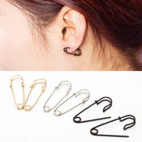 stainless steel punk pin earrings unique design fashion simple small pin earrings paperclip safety steel stud for women man