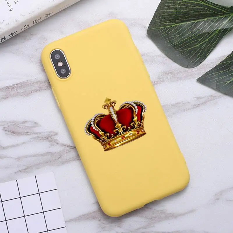 

Crown Letter King Queen shell Phone Case Candy Color for iPhone 6 7 8 11 12 s mini pro X XS XR MAX Plus