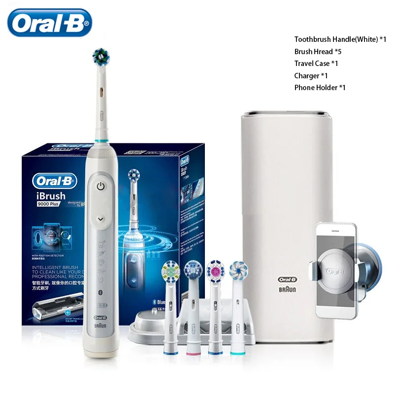 

Original Oral B iBrush 9000 Plus Electric Toothbrush 3D Sonic Rotate Smart Bluetooth Connection 48800s/mins 6 Modes Deep Clean