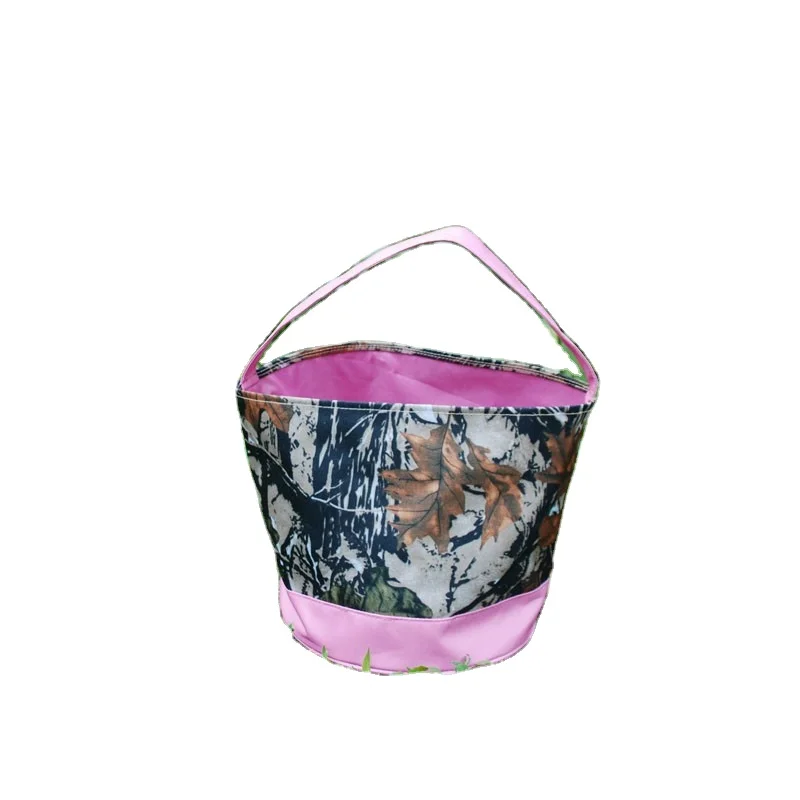 

2022 Hot Easter Halloween Bucket Camo Leaves Bucket Tote Bag Easter Egg Basket for Kids DOM111239