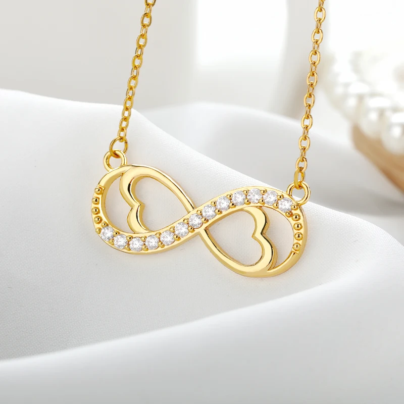 

Crystal Infinity Necklace For Women Hollow Heart Pendant Stainless Steel Chain Romantic Love Jewelry Anniversary Gifts For Girls
