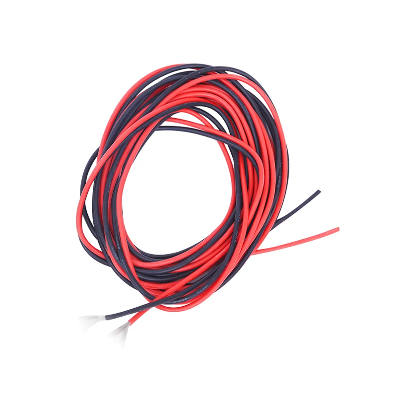 Мягкий термостойкий силиконовый кабель 8 10 12 14 16 18 20 22 24 AWG м (5 красный и 5 черный