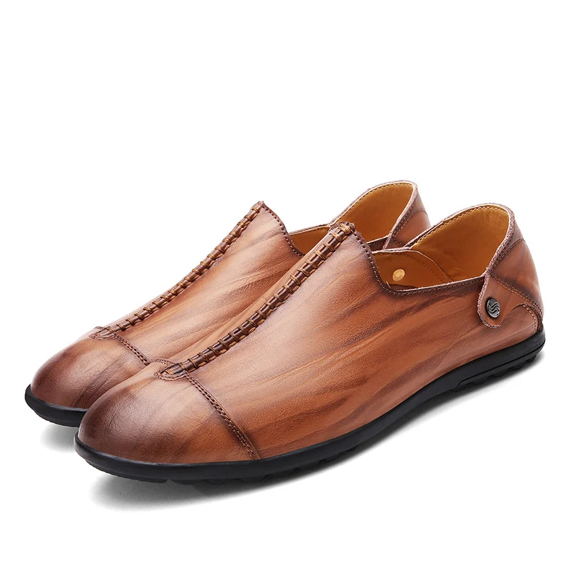 Cowhide Peas Shoes Men Casual Autumn New Sets Of Feet Lazy Fashion Driving Business zapatos de mujer | Обувь