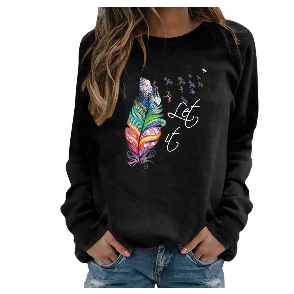 Women Casual Printing Long Sleeve Sweatshirt Pullover Shirts Top Blouse Kawaii Sudaderas Capucha Harajuku Худи Оверсайз