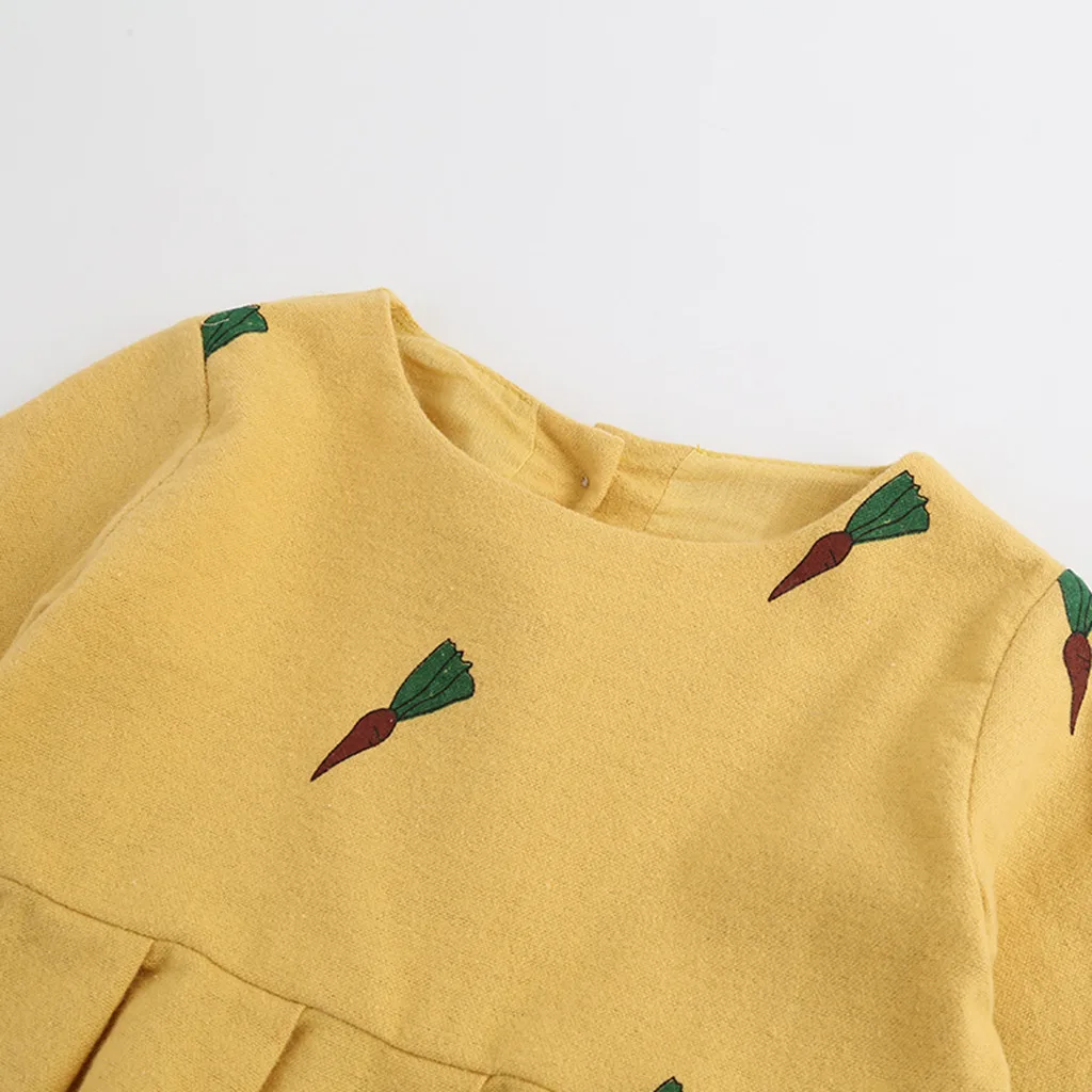 Платье для девочек с длинными рукавами ясельного и дошкольного возраста принтом