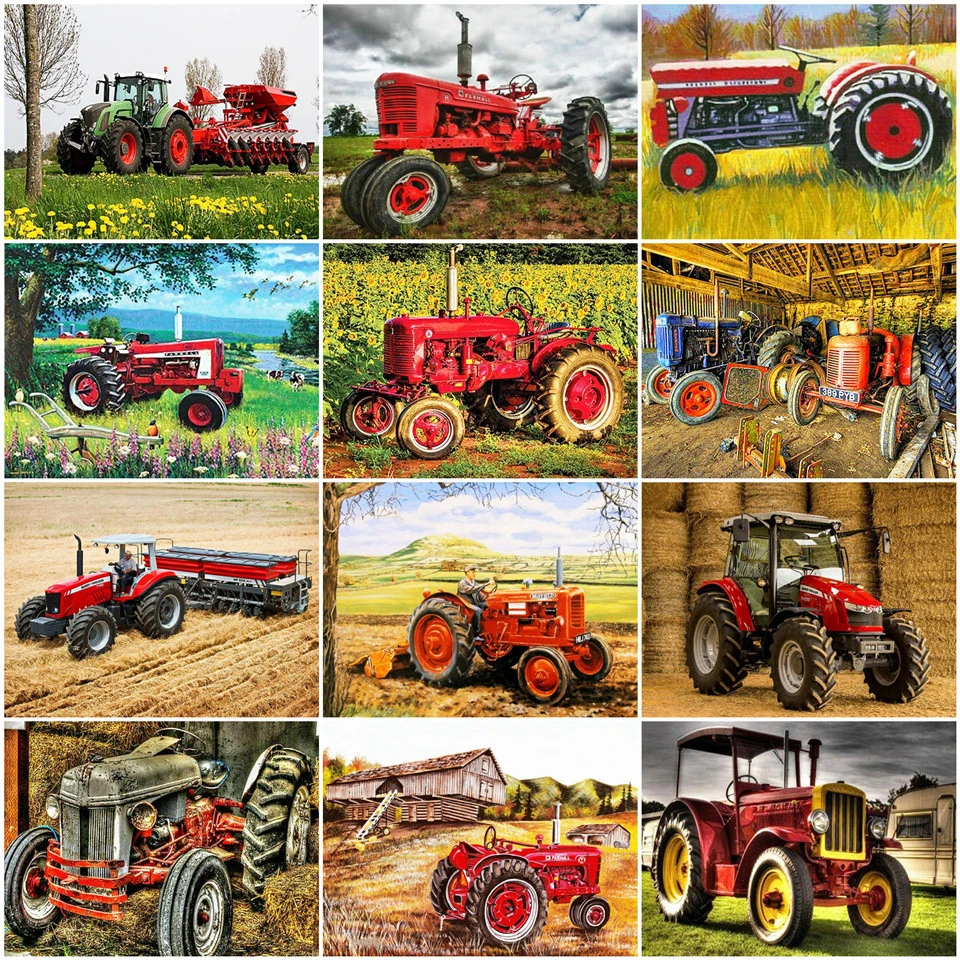 Раскраска по номерам AZQSD сделай сам акриловый трактор уникальная Подарочная