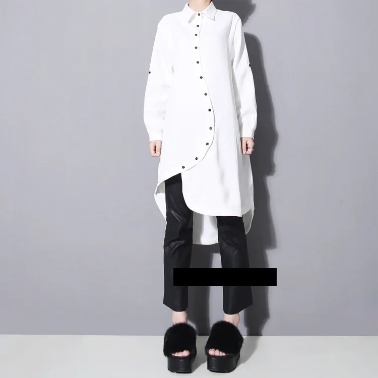 Женское асимметричное платье-рубашка GETSRING длинная свободная хлопковая рубашка