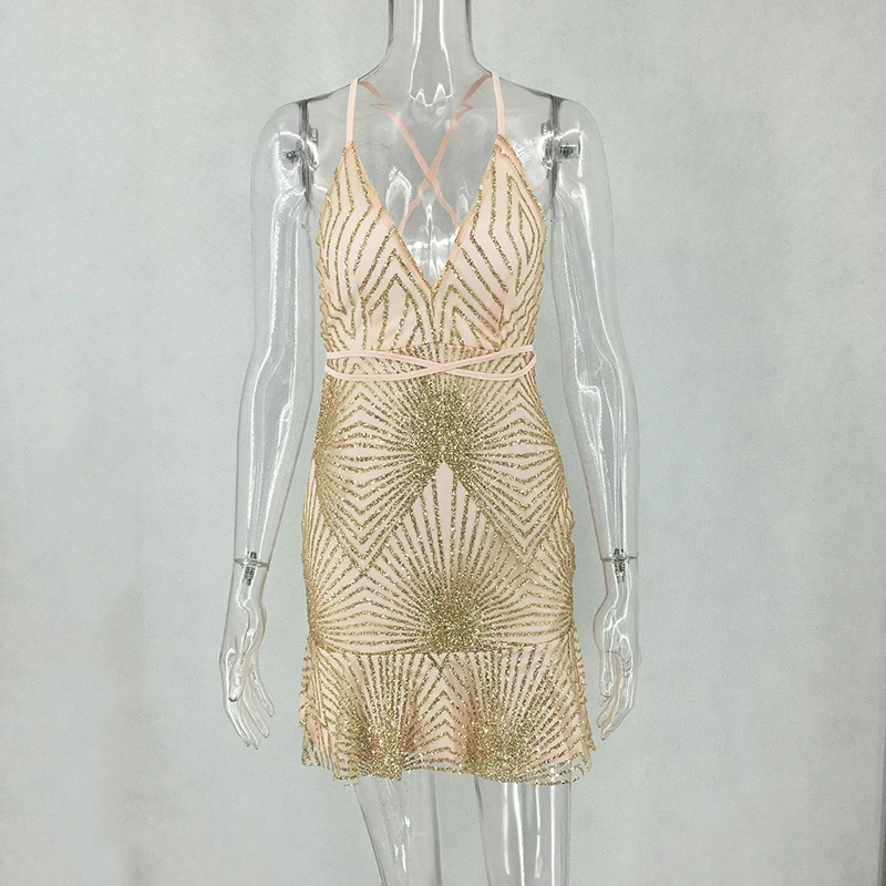 MIOFAR весна сексуальное с v образным вырезом платье для ночных клубов лямкой на шее