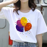 women t shirt women harajuku tops colorful balloons white printed casual short sleeve 90s white t shirt femme