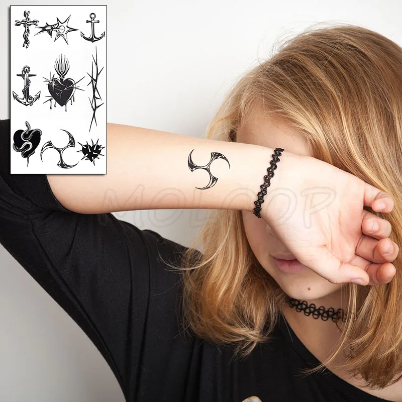 Крест якорь Тотем Змеи элемент временная татуировка стикер поддельные