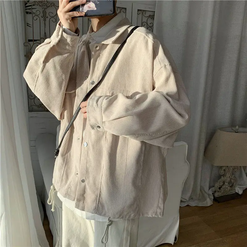 

Куртка мужская Вельветовая с лацканами, свободная повседневная универсальная одежда в Корейском стиле, ретро, осень 2020