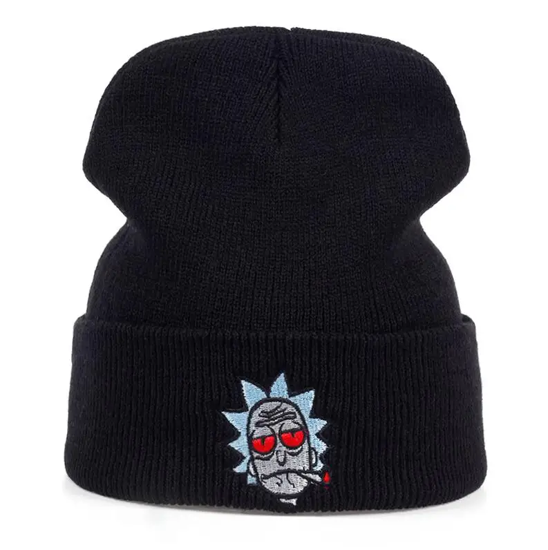 Black Rick Beanies Рик и шапка Морти эластичный бренд вышивка теплые зимние унисекс вязанные шапочки Skullies US анимация горнолыжные шапки - Цвет: Black