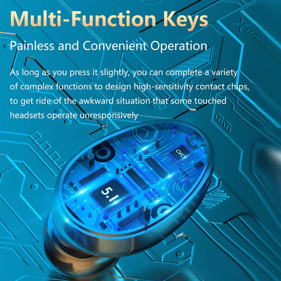

Wireless Headphones TWS Bluetooth 5.0 Earphones Stereo Sports Waterproof Headsets with LED Digital Display Charging Box