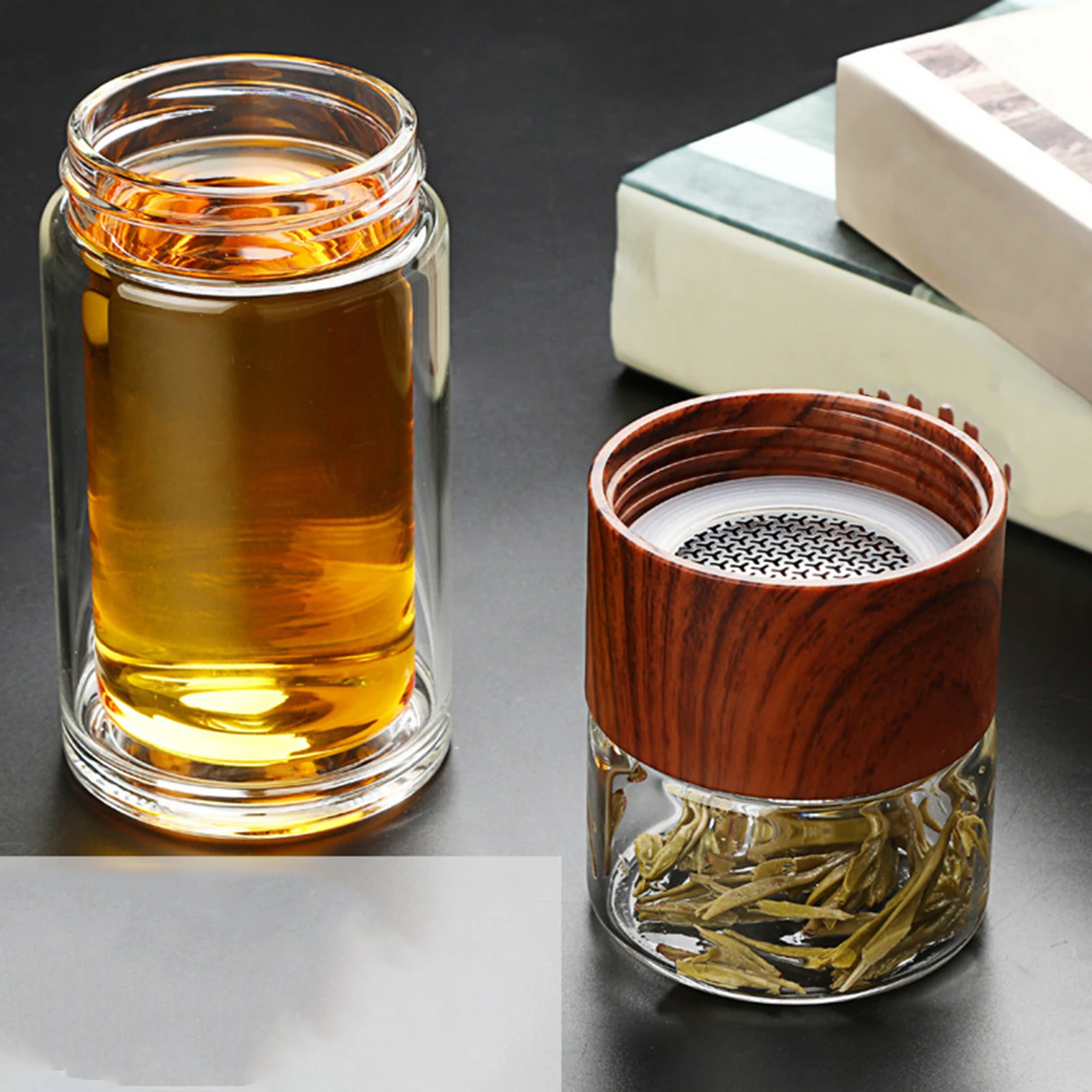 

Double Wall Glass Water Bottles Top Quality Mug Cup With Tea Infuser