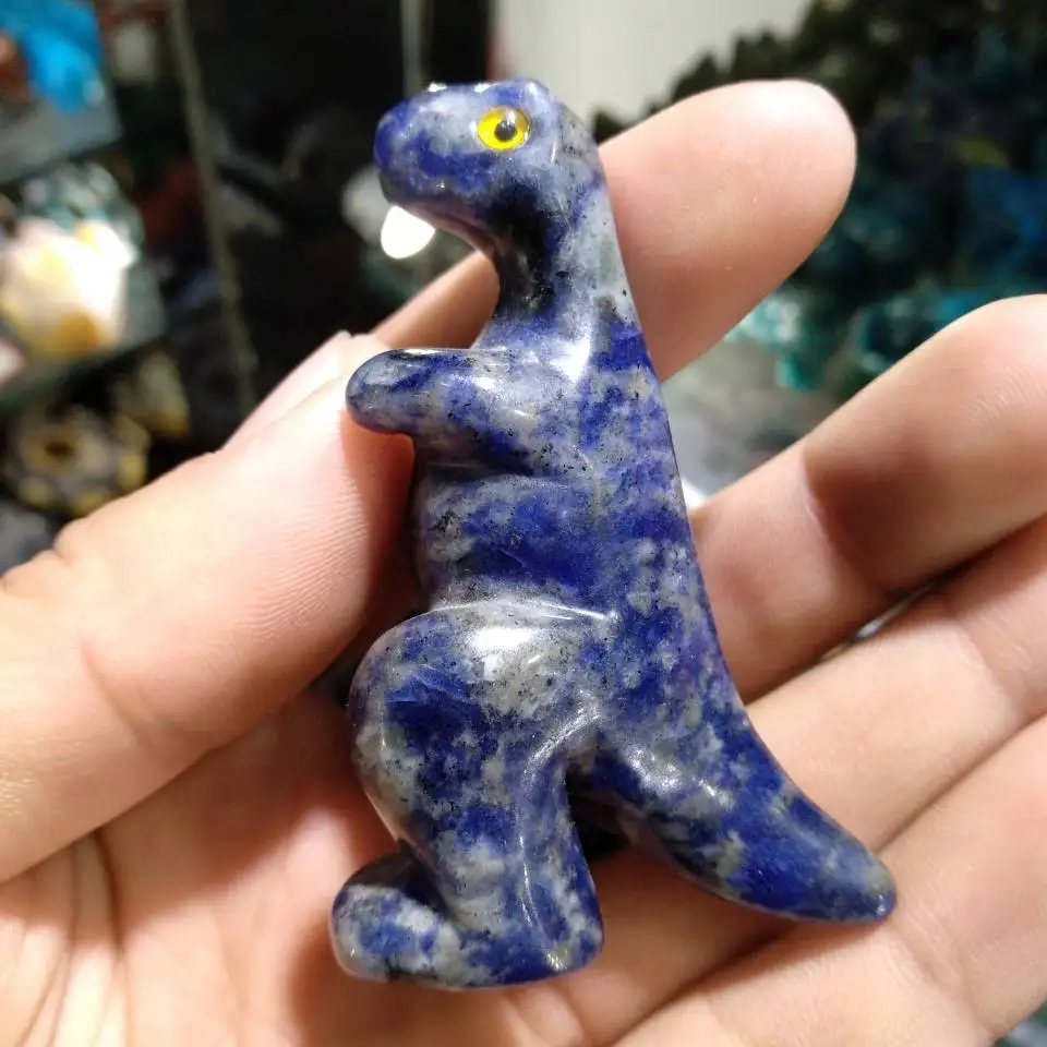 2.36&quot Natural Blue Goldstone Quartz Crystal Dinosaur Toys carved Lovely Figurine | Дом и сад