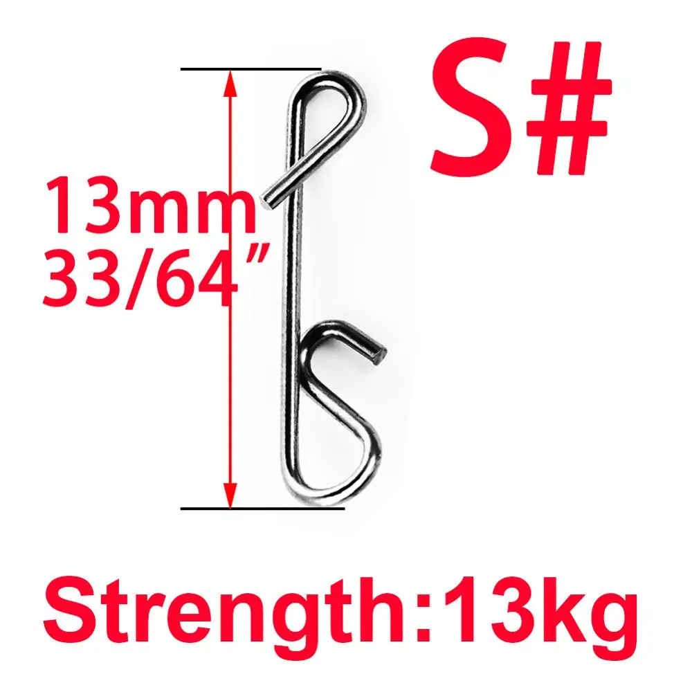 S 100pcs/lot Stainless Fishing Line Wire Fishing Connector Barrel Swivel Accessories Snap Pin Without Knot Tackle Tool Lure Kit - Цвет: S