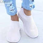 Кроссовки женские легкие без шнуровки, повседневная обувь на плоской подошве, белые, лето-осень 2021