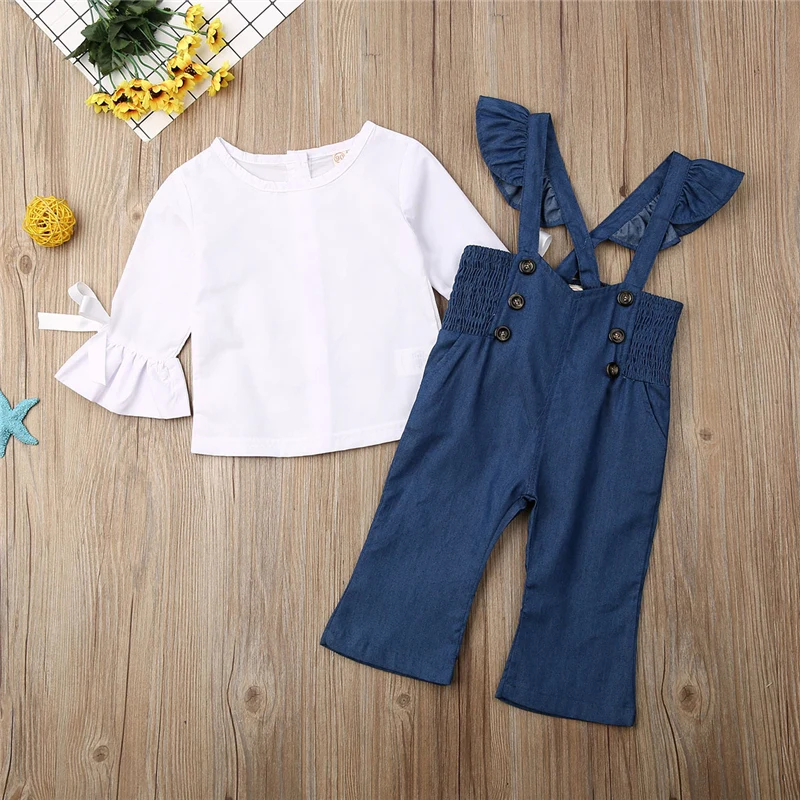 Комплект детской одежды из 2 предметов белая футболка с длинным рукавом и штаны