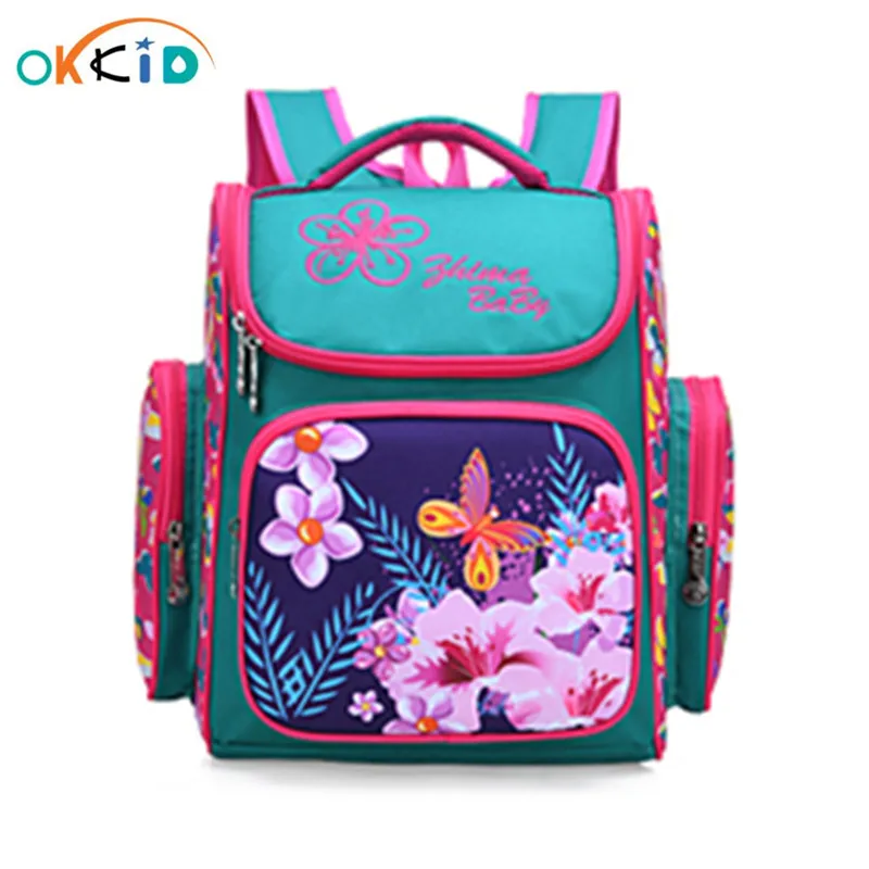 OKKID сумки для начальной школы для девочек, Цветочный рюкзак, Детская сумка для книг, детская школьная сумка с цветочным рисунком, школьная су...