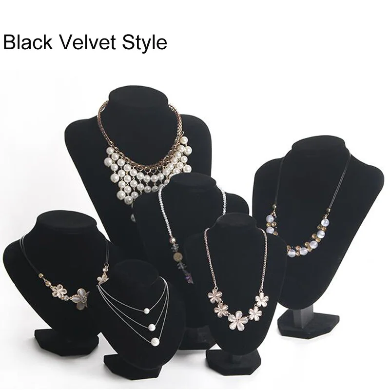 

Fashion Black Velvet Model Bust Show Necklace Stand Mannequin Jewelry Display For Woman Dressing Table Jewellery Packaging Rack