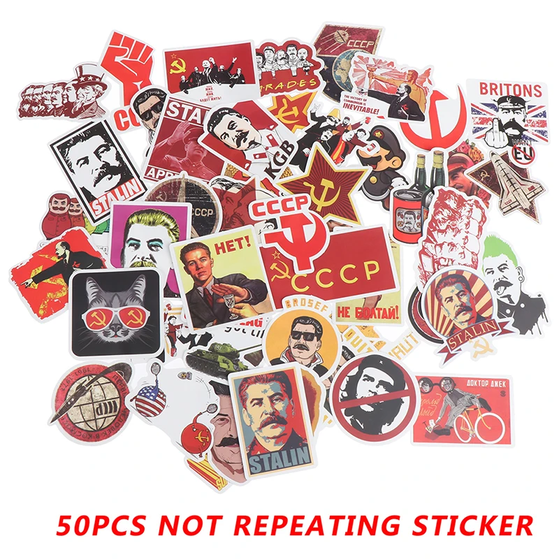 

50PCS Mixed Soviet Union Stalin USSR CCCP Stickers PVCLuggage Skateboard Sticker