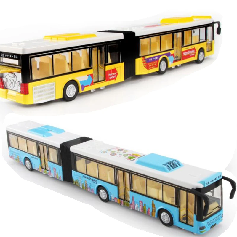 

36CM 1:50 Scale Diecast Train Bus Model Vehicle Model Double Two-Sections Extended Pull Back F Collection W Sound and Light Gift