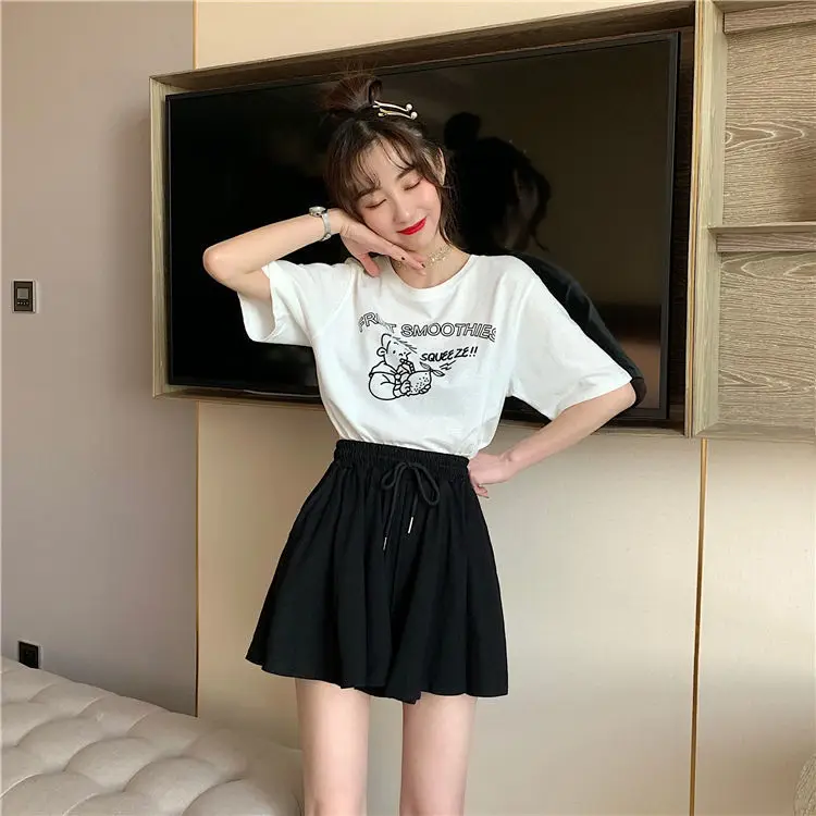 

2021 new spring summer Korean versatile Fashion Black drawstring casual pants