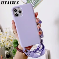 silicone phone cases for iphone 12 mini se 2020 11 pro max xr x xs 6 7 8 candy colors shockproof cover with crossbody lanyard