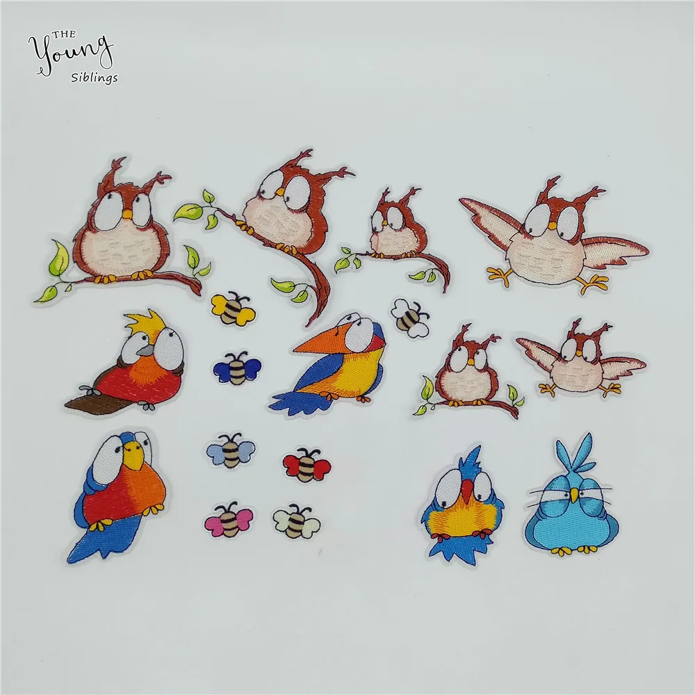 Новое поступление патчи с мультяшными птицами и пчелами вышивкой термоклейкие