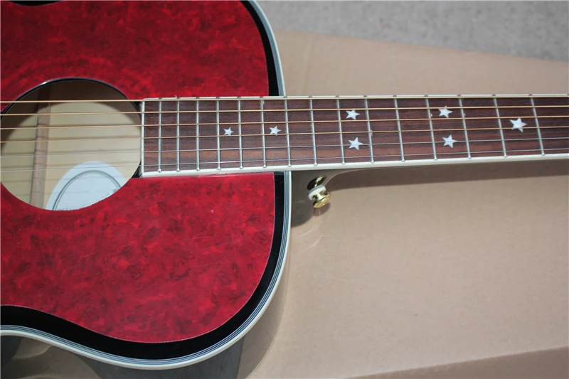 

Бесплатная доставка, пользовательская Акустическая гитара 43 дюйма 200, фольклорная гитара, фанерная доска черного корпуса, красная защита, и...