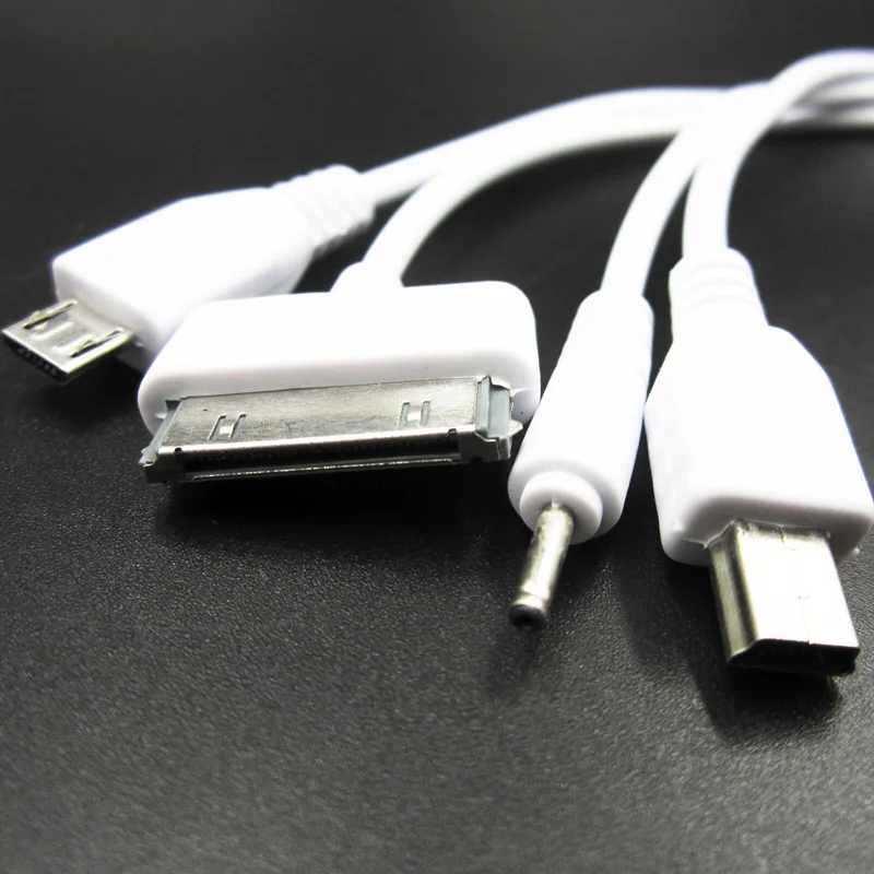 Премиум Белый 4 в 1 Автомобильный Мини USB адаптер зарядное устройство aux кабель 2 0