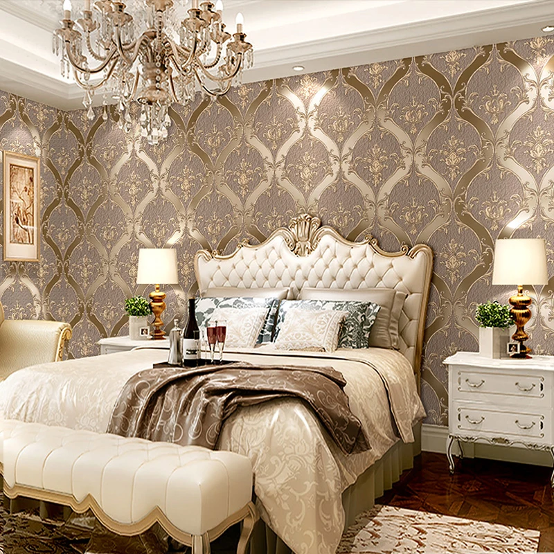 Обои 3D Дамасская в европейском стиле рельефные нетканые обои для гостиной